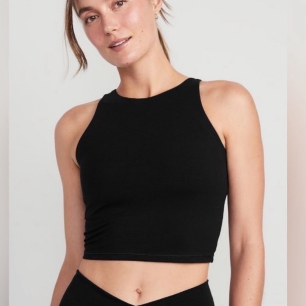 Old Navy Black High-Neck Cropped Sports PowerChill Tank Top Size XXL